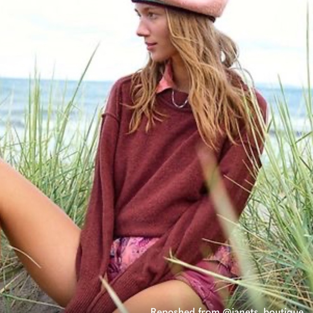 Free People Kora Cashmere Sweater - Maroon - Small